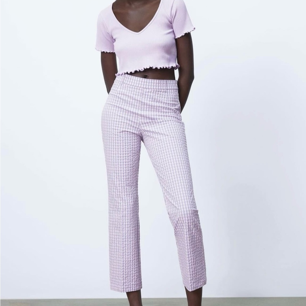 Zara Lavender Gingham Pants